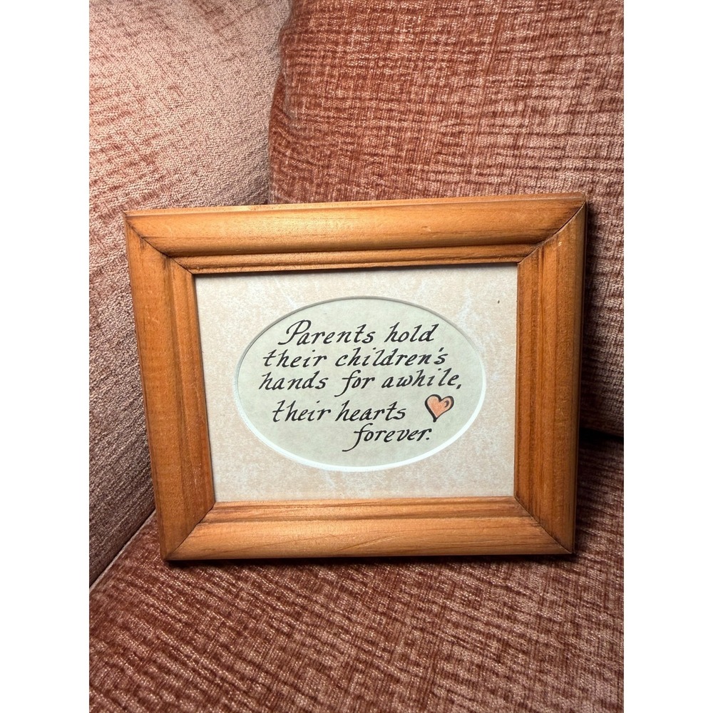 Vintage Wood Framed Parents Children Quote Art Print Calligraphy Country‎ Core